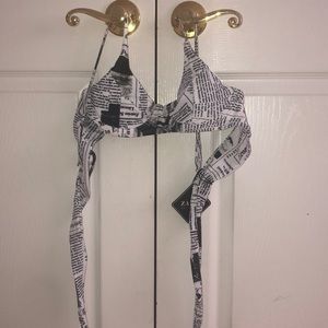 NWT newspaper print bikini top